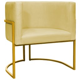 Poltrona Decorativa Para Sala Recepção Escritório Luna Suede Base de Ferro Dourada - 1