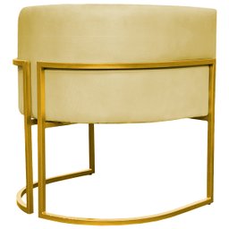Poltrona Decorativa Para Sala Recepção Escritório Luna Suede Base de Ferro Dourada - 5