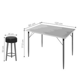 Conjunto Sala de Jantar Mesa Ébano Natura com 4 Bancos Retrô Cardan - 1 Conjunto Sala de Jantar Mesa Ébano Natura com 4 Bancos Retrô Cardan - 1