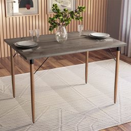 Conjunto Sala de Jantar Mesa Ébano Natura com 4 Bancos Retrô Cardan - 3 Conjunto Sala de Jantar Mesa Ébano Natura com 4 Bancos Retrô Cardan - 3