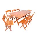 Ver imagem 1 de Conjunto de Mesa Dobrável Para Churrasco 2m 8 Cadeiras Madeira Maciça Eucalipto