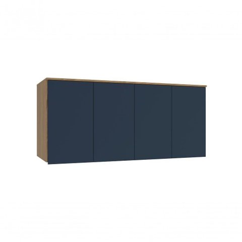 Armário Aéreo 4 Portas Kappesberg Adapt Nogueira/azul Profundo 155cm