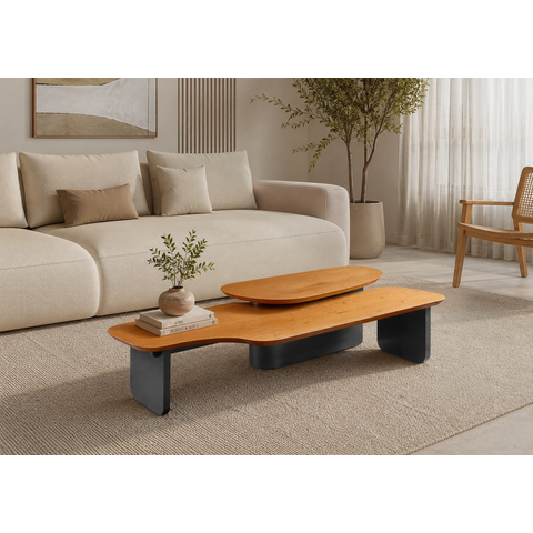 Mesa de Centro Brisa Tampo MDF 25mm Lâmina Natural