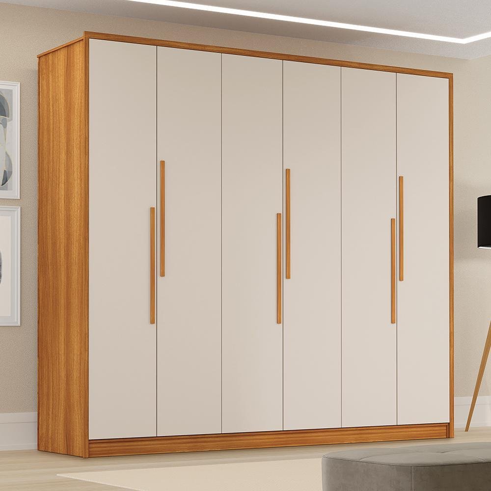 Guarda Roupa Casal Cordoba 6 Portas Freijó/off Pina - Móveis Luapa