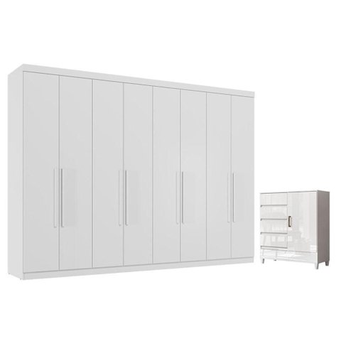 Guarda Roupa Casal Master New 8 Portas 4 Gavetas MDP com Cômoda Fit Santos Andirá