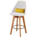 Ver imagem 4 de Banqueta com Encosto Linho Bege e Almofada Corino Amarelo