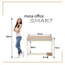 Ver imagem 4 de Conjunto de Escritório Smart 3 Livreiro 1 Buffet e 4 Mesas 90cm - Off White e Cedro