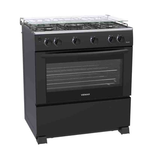 Fogão 5 Bocas Gaudi Mesa Inox Giii Preto Fosco Gás Glp Venax