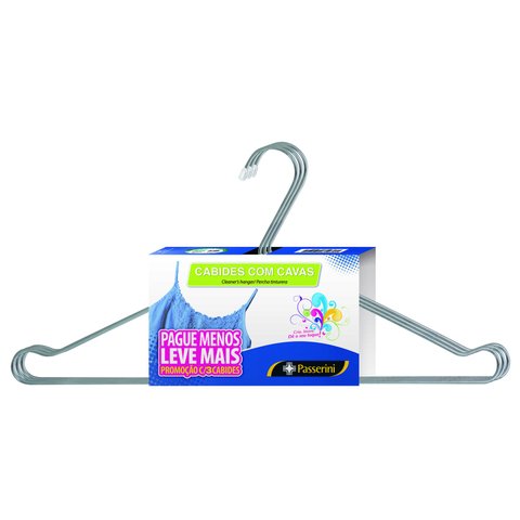 Cabide Tintureiro com Cava Cromado Organização Roupa Armario - Kit com 03 unidades