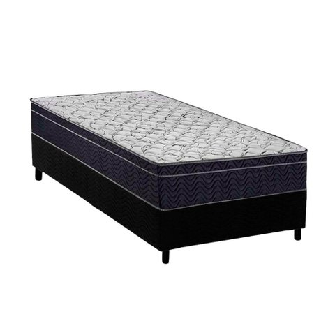 Conjunto Box Solteiro: Colchão Anatômico Ortobom D45 / Airtech 150 + Base Crc Suede Black(78x188)