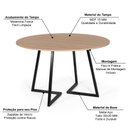 Ver imagem 3 de Mesa de Jantar 4 Lugares 90cm Redonda Industrial Rigo Jade - Straub Web