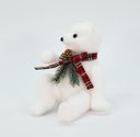 Ver imagem 1 de Decoração Enfeite Natalino Urso Polar Cachecol Xadrez 20 cm