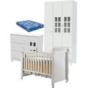 Ver imagem 1 de Quarto de Bebê Mariah 3P com Berço Mirelle Branco Brilho com Colchão - Carolina