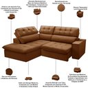 Ver imagem 4 de Sofá 3 Lugares Retrátil Reclinável Chaise Esquerdo 243cm Solin F04 Veludo Terracota - Lyam Decor