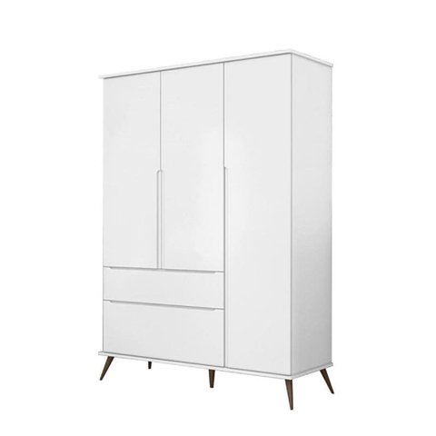Roupeiro Alice 3 Portas Infantil/ Juvenil Pés Palito 100% MDF Branco