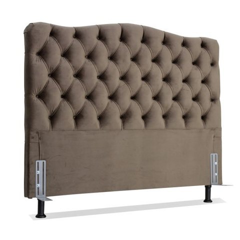 Cabeceira de Cama Box Viúva 128 Cm Dunas Casavezi Suede Veludo Marrom