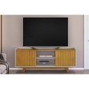 Ver imagem 1 de Rack Bancada P/tv até 60 Polegadas Flat Ripado C/ Nichos e Pés 150x60cm Cedro/bali - Dj Móveis
