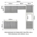 Ver imagem 2 de Cozinha Completa Lux com Armário e Balcão Branco Cinza