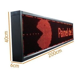 Painel Letreiro Led Digital 200x20 Externo Vermelho Wi-fi:220v/azul - 1