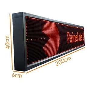 Painel Letreiro Led Digital 200x20 Externo Vermelho Wi-fi:220v/azul
