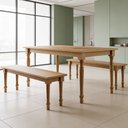 Ver imagem 4 de Mesa de Jantar 6 Lugares 160cm com 02 Bancos de Madeira Maciça Lazuli F06 Freijó - Lyam Decor