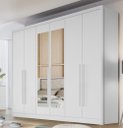 Ver imagem 1 de Guarda Roupa Casal Vertice New 6 Portas 6 Gavetas com Espelho Novo Horizonte Neve