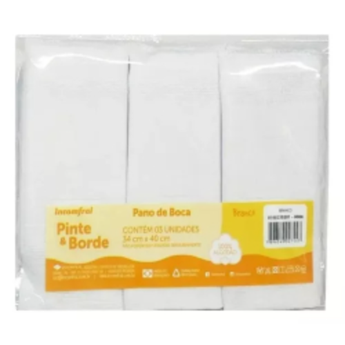 Kit Toalha de Boca Bebê Pinte & Borde Branco Incofral Pacote C/ 3 Unidades - 2