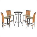 Ver imagem 1 de Mesa Bistrô e 4 Banquetas Roma Preta Corda Náutica Estofado 7 Trama Original