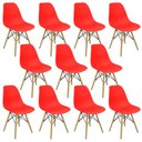 Ver imagem 1 de Kit 11 Cadeiras Charles Eames Eiffel Wood Design Vermelho