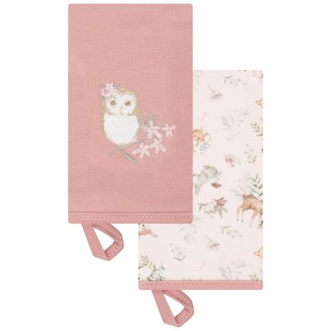 Kit 2 Babinhas Paninho de Boca Bebê Floresta Rose - Hug: Rosa