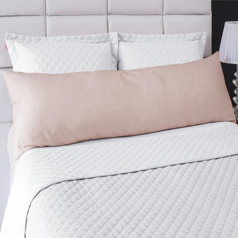 Fronha Avulsa para Travesseiro Corpo 0,45x1,40M com Zíper Percal 200 Fios Rose