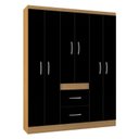 Ver imagem 2 de Guarda Roupa Casal Ambiente Milão 6 Portas Damasco Preto – Poquema