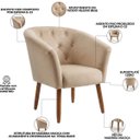 Ver imagem 3 de Jogo 2 Poltronas Estofadas Tecido Veludo Elegante para Sala de Espera Aconchegante Pés de Madeira Re