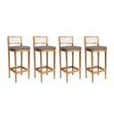Ver imagem 2 de Kit 4 Banquetas Estofada em Linho Encosto Palhinha Bruna:mel com Linho Chumbo