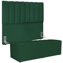 Ver imagem 5 de Kit Cabeceira Cama Box Casal 140cm Calçadeira Recamier Baú Dália W01 Suede Verde Musgo - Lyam
