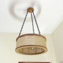 Ver imagem 3 de Luminária Lustre Pendente Rústico Retro Madeira Sisal 60cm