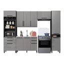 Ver imagem 3 de Cozinha Modulada Completa Fidelitá Mônaco 5 Peças 320cm 11 Portas 4 Gavetas sem Tampo Chumbo/tit