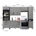 Ver imagem 4 de Cozinha Modulada Completa Fidelitá Mônaco 5 Peças 320cm 11 Portas 4 Gavetas sem Tampo Chumbo/tit