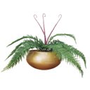 Ver imagem 1 de Arranjo Flor Artificial Samambaia Renda Verde Com Vaso Ouro