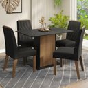Ver imagem 1 de Conjunto Sala de Jantar Tampo de Madeira 4 Cadeiras Rustic/Preto/Oxford Romã Madesa