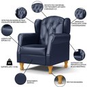 Ver imagem 3 de Poltrona de Amamentação e Descanso com Pés de Madeira Lucy P04 Sintético Azul Marinho - Mpozenato