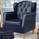 Ver imagem 2 de Poltrona de Amamentação e Descanso com Pés de Madeira Lucy P04 Sintético Azul Marinho - Mpozenato