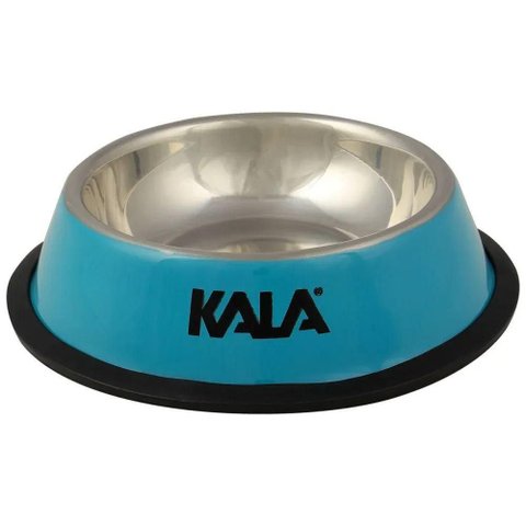 Comedouro Pet Kala 22cm Aço Inox Azul Único 1 Tigela Pet Azul Aço Inox