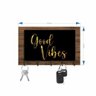 Porta Chaves E Cartas Good Vibes Amadeirado E Preto Com Relevo Espelhado Dourado - 2