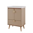 Ver imagem 2 de Gabinete para Banheiro 60cm com 2 Portas 1 Gaveta e Cuba de Embutir Trancoso Marrom/Cappuccino