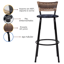 Kit 2 Bancos para Bancada Banqueta Alta Cappuccino Balcão Cozinha Bistrô Área Gourmet Churrasqueira - 5