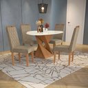 Ver imagem 1 de Conjunto Sala de Jantar Luna Kappesberg 4 Cadeiras Veludo Bege
