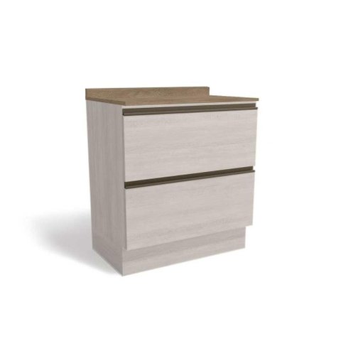 Gabinete de Cozinha Modulado Balcão Maxxi G755 2 Gavetas C/tampo 80cm Branco/nogal - Kappesberg