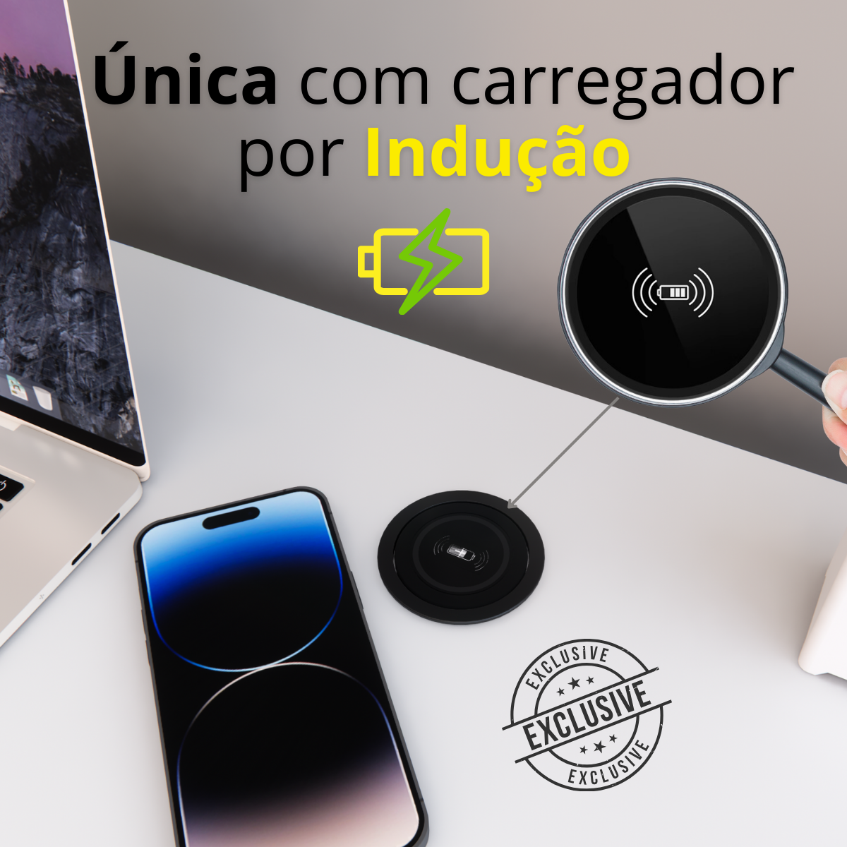 Mesa Escrivaninha Home Office Estilo Industrial 100% Mdf com Carregador por Indução - Wireless sem F - 2