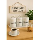 Ver imagem 2 de Kit 3 Potes Lata de Mantimentos + Bandeja Industrial Branco - Linha Dom